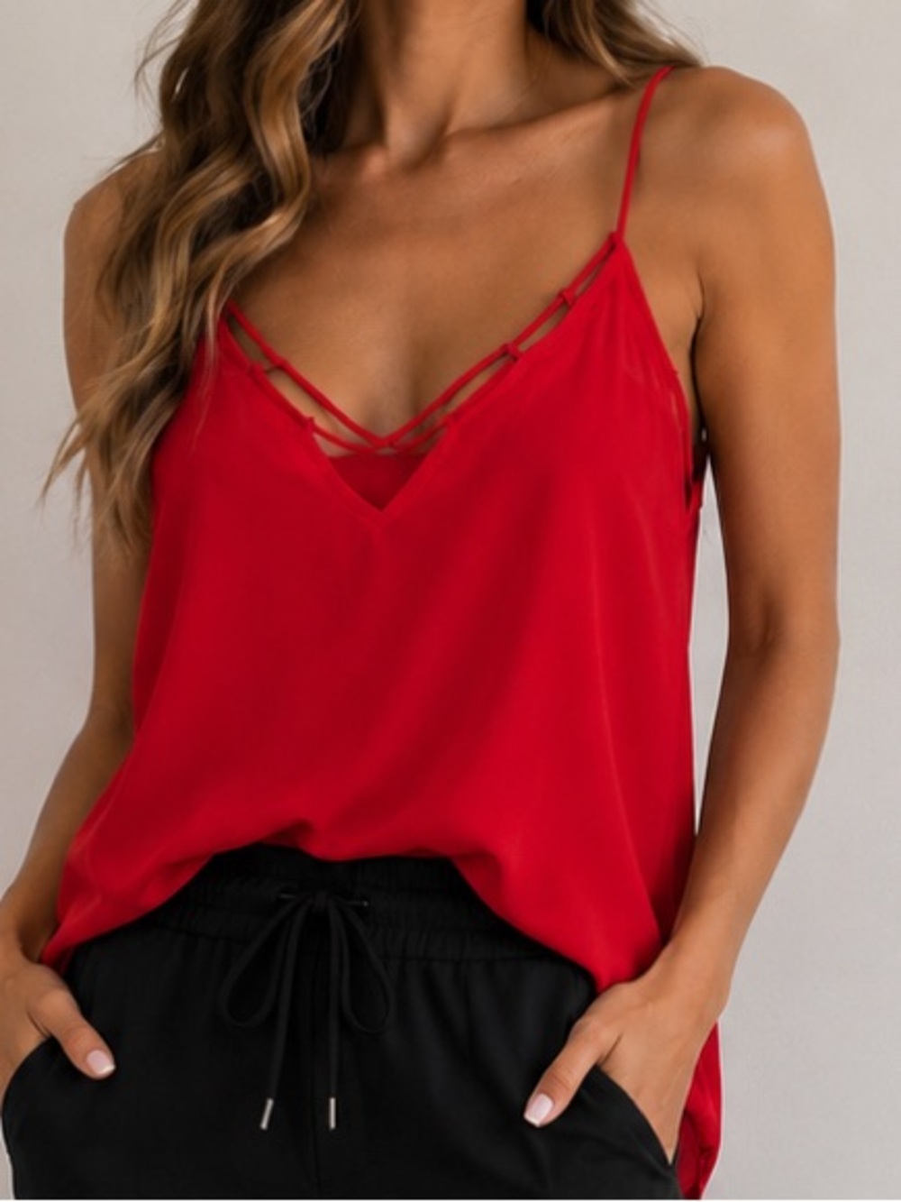 Leith Red Strappy V-Neck Cami